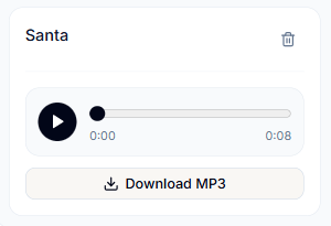 Generated Santa voice result ready to preview and download.